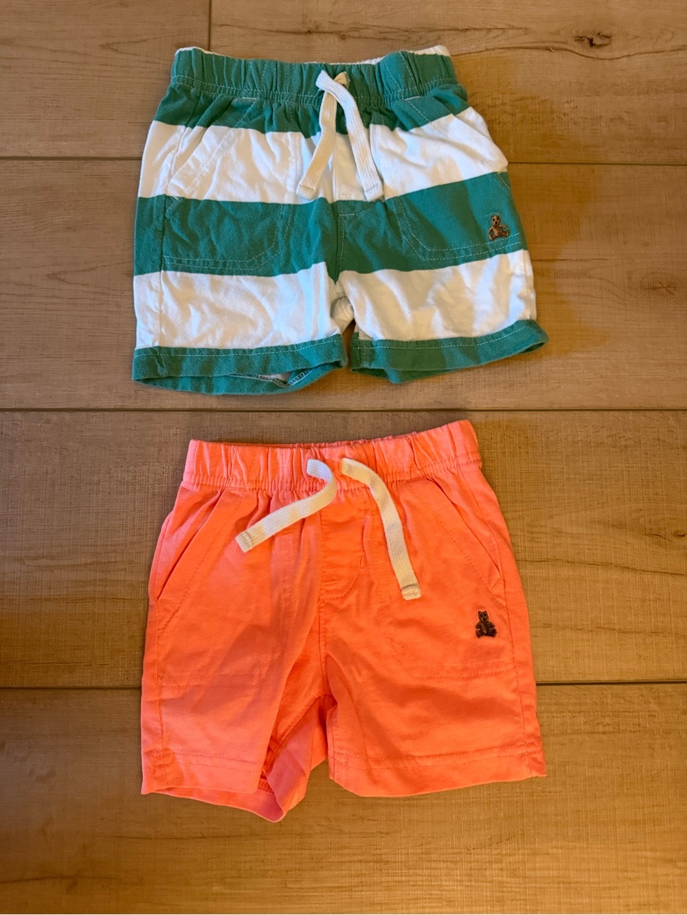 Gap Baby Boys Toddler Cotton Drawstring Shorts Striped Green Orange 12-18 Months